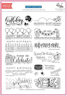 Lawn Fawn Stamping Village Happy Birthday Clear Stamps, Bundle of 12 Stamps TSV0219