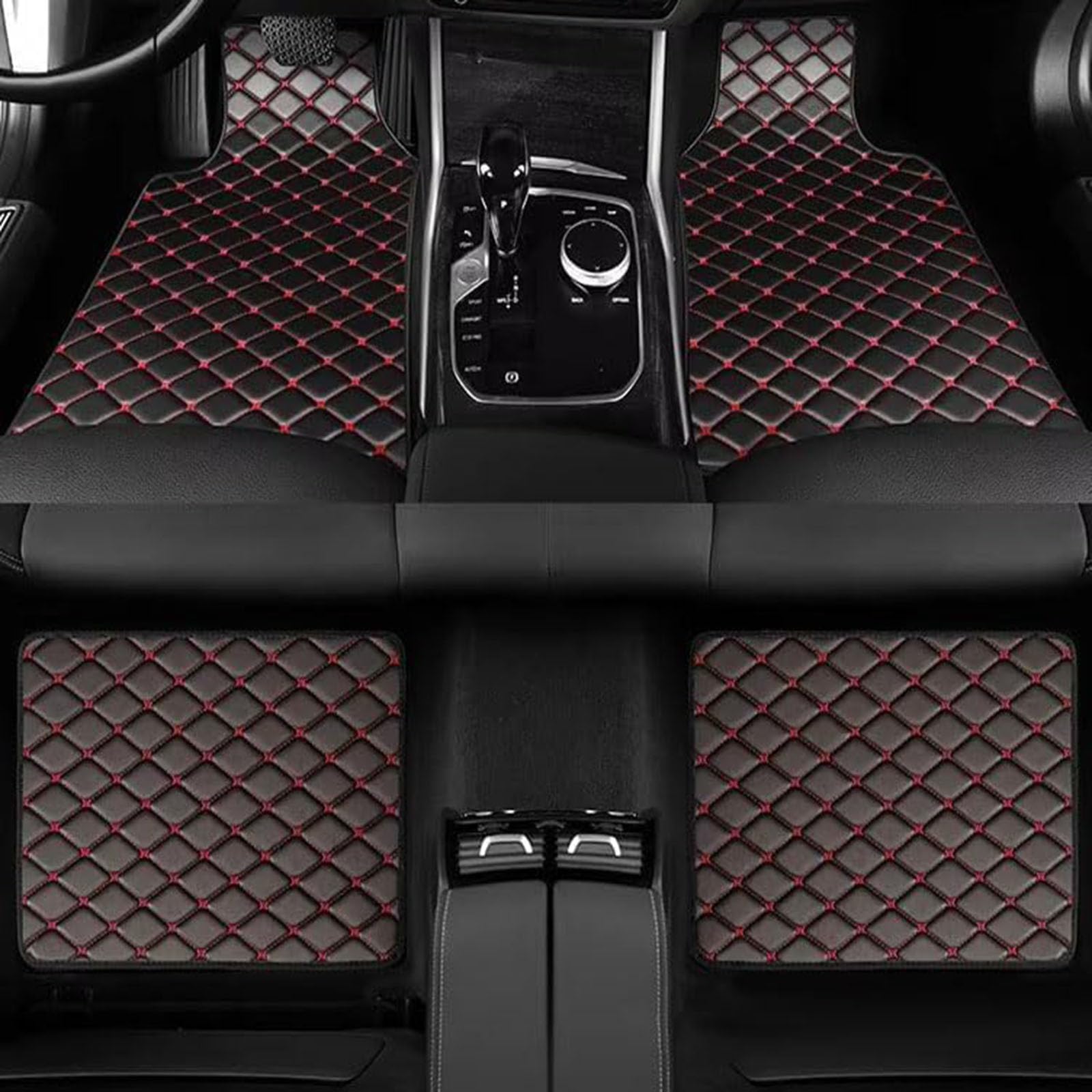 PWSVRDIQC Car Floor Mats for Ligier JS50 1999-2024, Luxury Leather Waterproof Car Carpets, Diamond Stitched All Weather Full Set Floor Liners,B