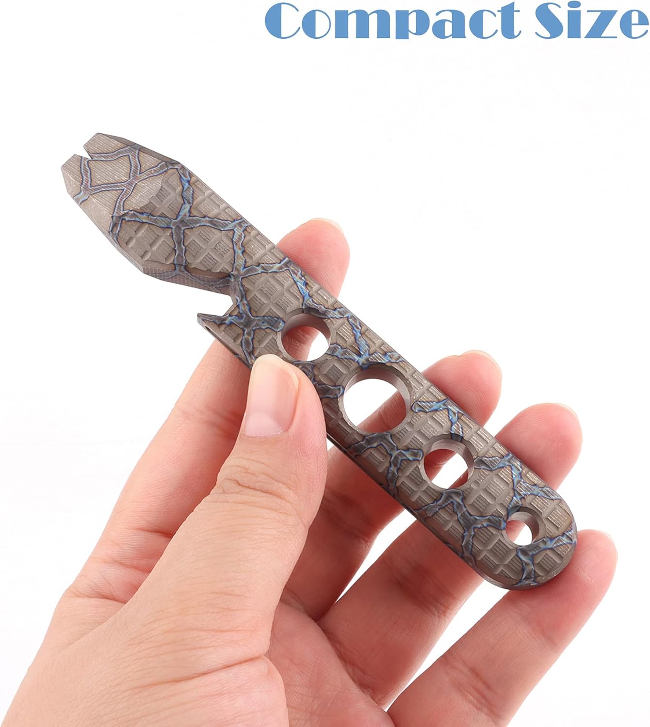 Hamans Titanium EDC Pry Bar Multi Tool, 4.72" Portable 4-in-1 Multitool with Bottle Opener, Can Opener, Nail Puller, Box Opener, Lanyard Hole for Outdoor, Camping, Daily Use (Multicolor)