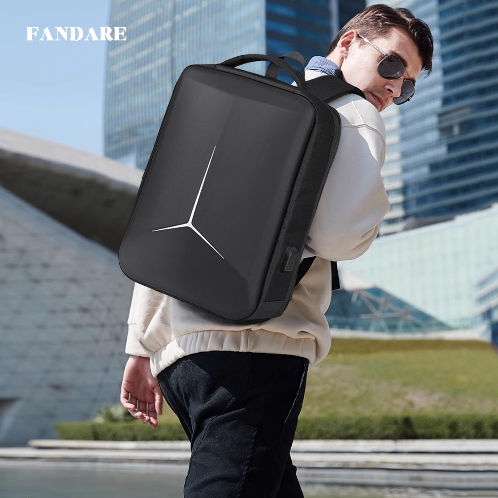 FANDARE Antirrobo Mochila Cabina Avion Mochila Portatil 15.6 Pulgadas Mochila de viaje con apertura de 180 grados Hombre Mujer Mochila con USB Bolsos para Negocio Trabajo Diario Viaje Mochila