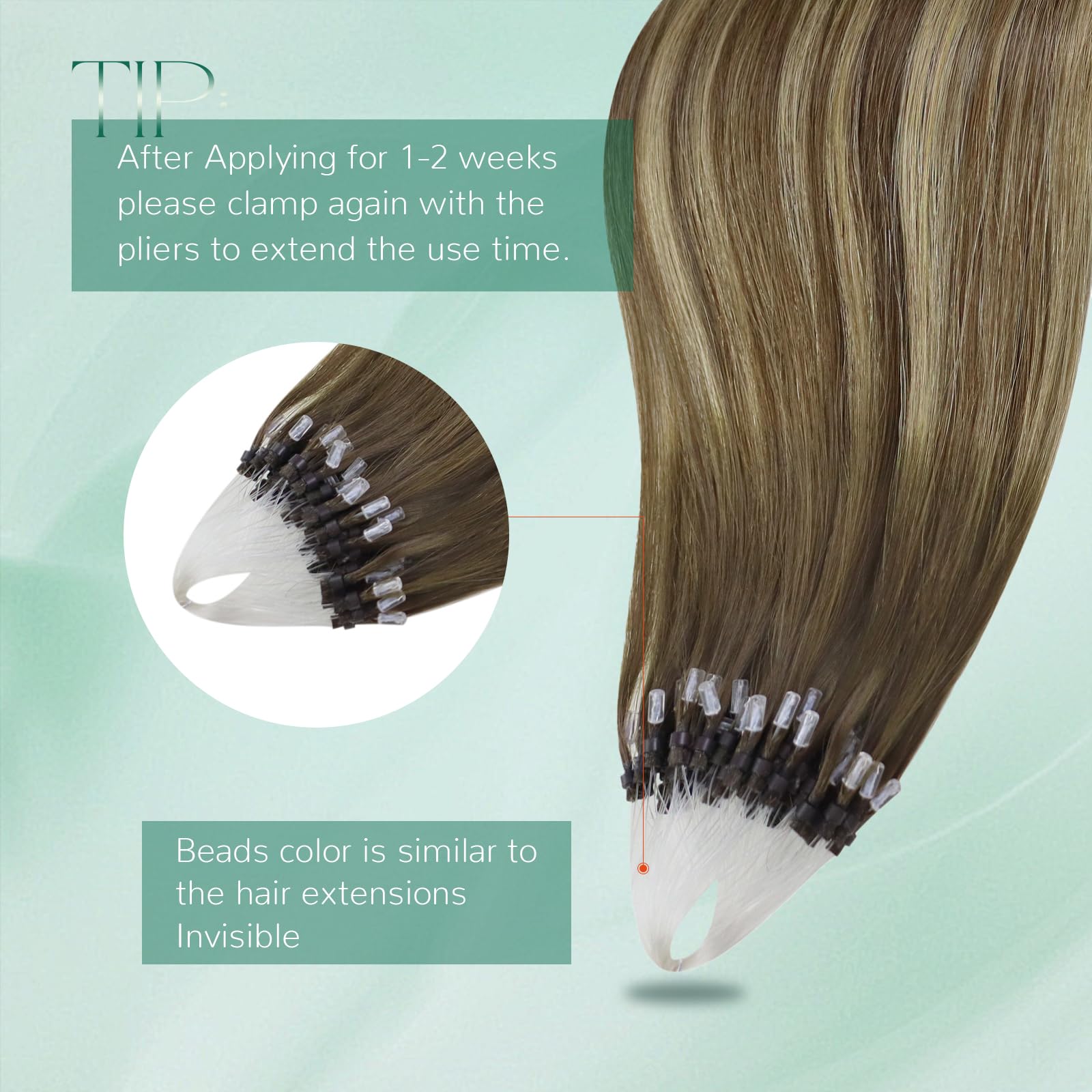 Easyouth Nano Hair Extensions Real Human Hair Blonde Nano Beads Hair Extension Human Hair Platinum Blonde Nanos Loop Hair Extensions Pre Bonded for Natural Look 14 Inch 50g 1g/Strand #1000 — view 61