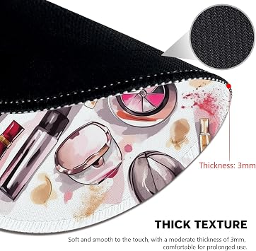 Chic Beauty Essentials Illustration Mouse Pad - Glam Up Your Workspace, Stitched Edges Non-Slip Rubber Base Mouse Pads for Computers Laptop