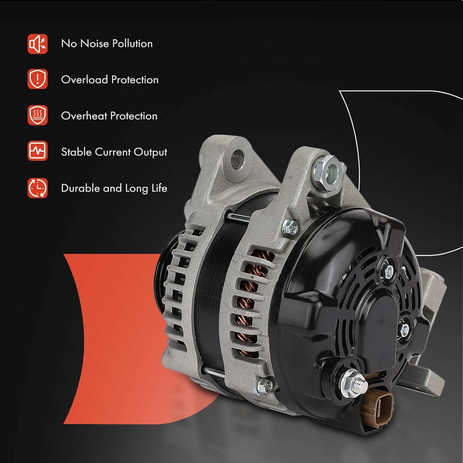 A-Premium Alternator Compatible with Suzuki Grand Vitara 2009-2010 3.2L, 12V 130A 6-Groove Pulley Clockwise, Replace# 3140079K00, 1042102450