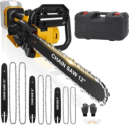 Miniatura 7 de Motosierra inalámbrica 3 en 1 para batería Dewalt de 20 V máxima, sierra de cadena portátil de mano de 12 pulgadas8 pulgadas6 pulgadas, 1000 W, sin