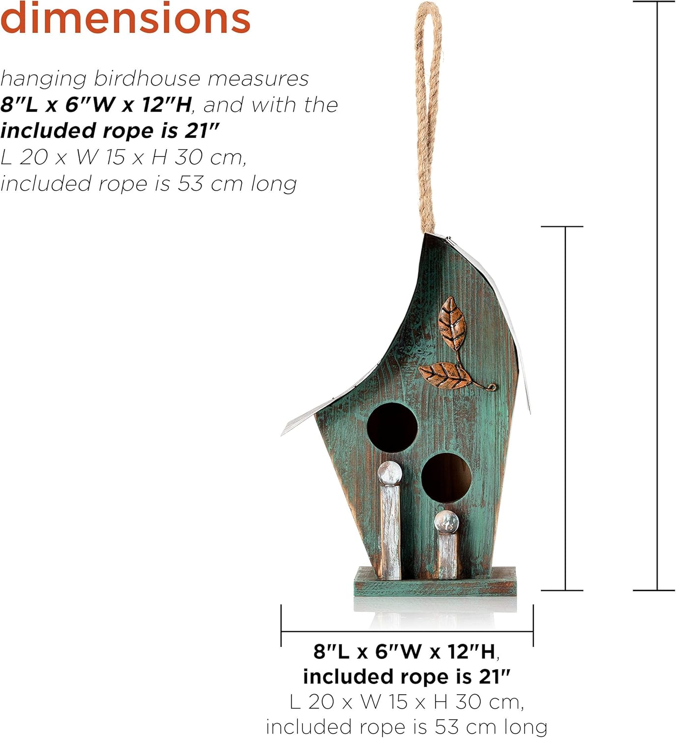 Alpine Corporation YEN134HH-TUR Wooden Birdhouse Outdoor Decor for Garden, Patio, Deck, Porch, 12" Tall, Turquoise : Everything Else