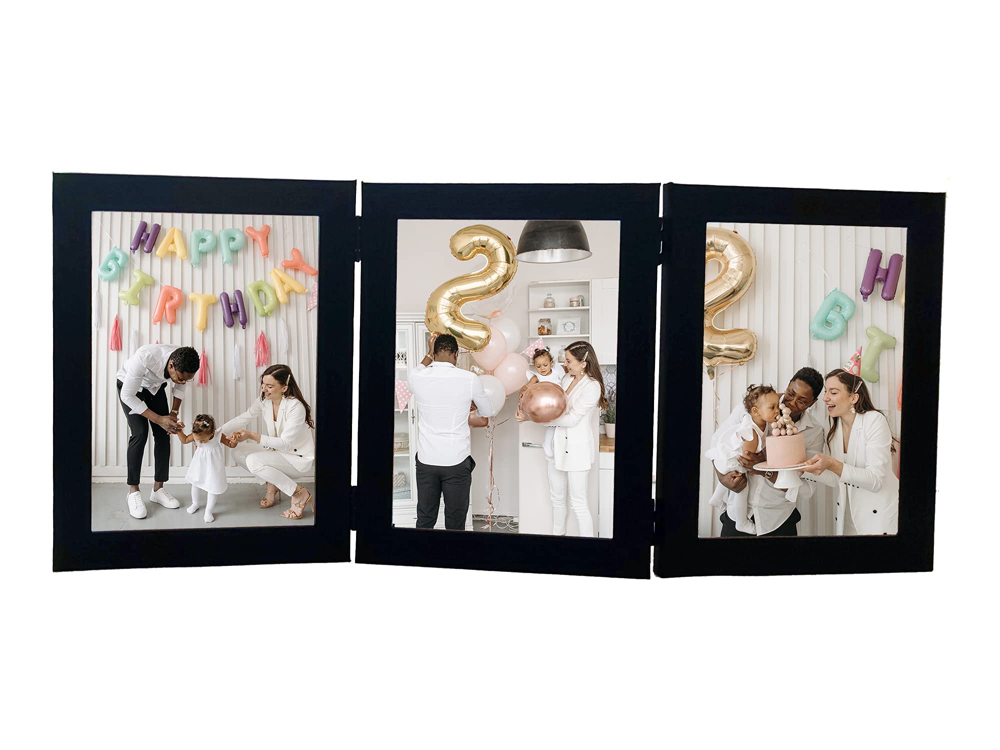 pnf Poster n Frames Triple Foldable Photo Frame | For Bedroom, Living Room Walls With Acrylic Sheet For Gifts|Home Decor|Best Gifting Option(MDF,7x15x0.5inch,Brown)