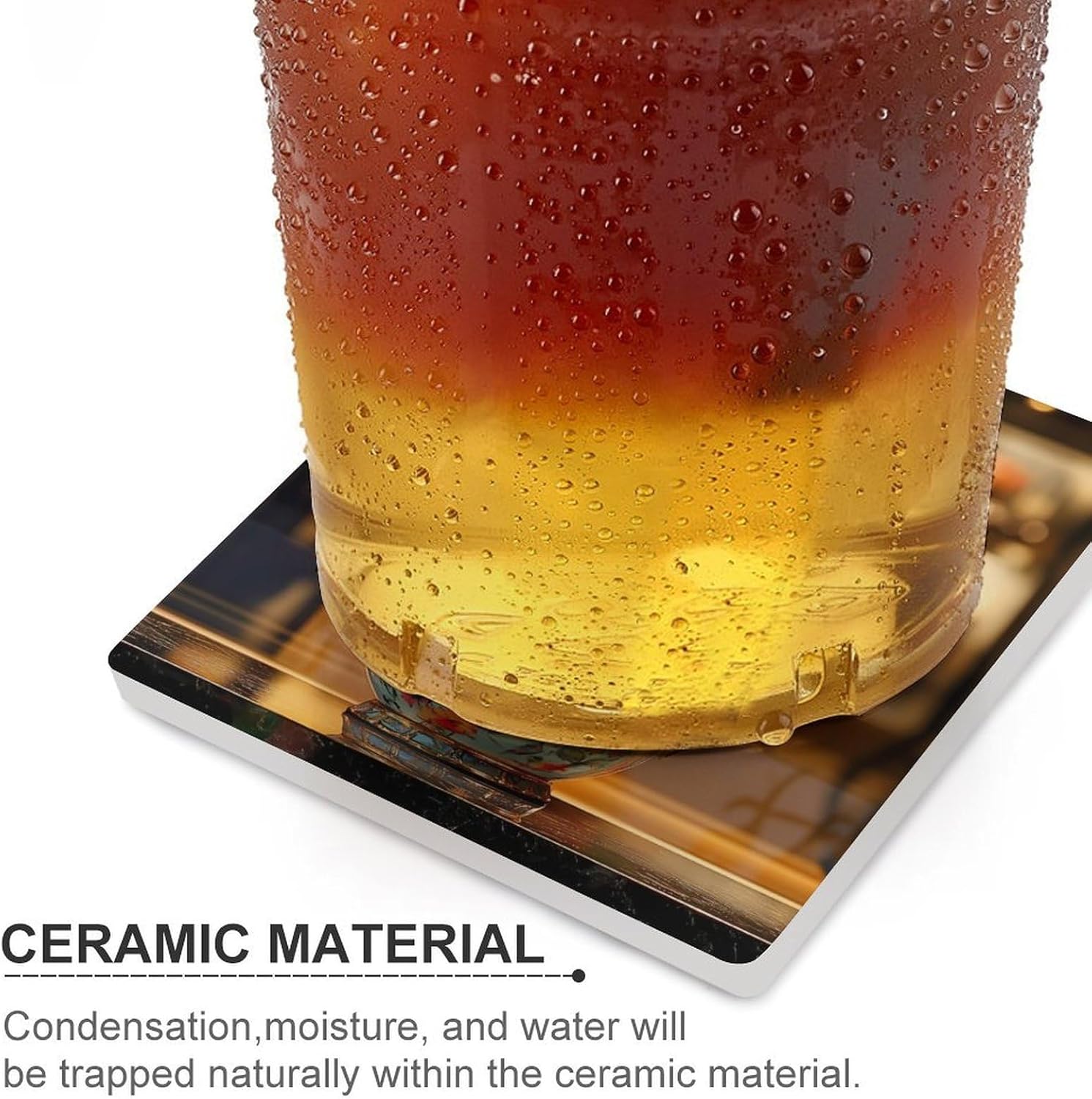 Rose Flower Tea Pot Ceramic Coasters Set Square Drink Coasters Table Coaster for Kitchen Desktop Decor