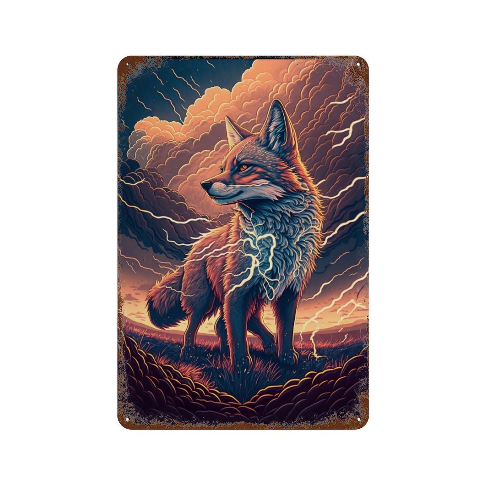 Thundering Fox Majesty 11.8"x7.9" Rustic Tin Plaque, Novelty Wall Decor for Bistro, Counter And Cafe Decor