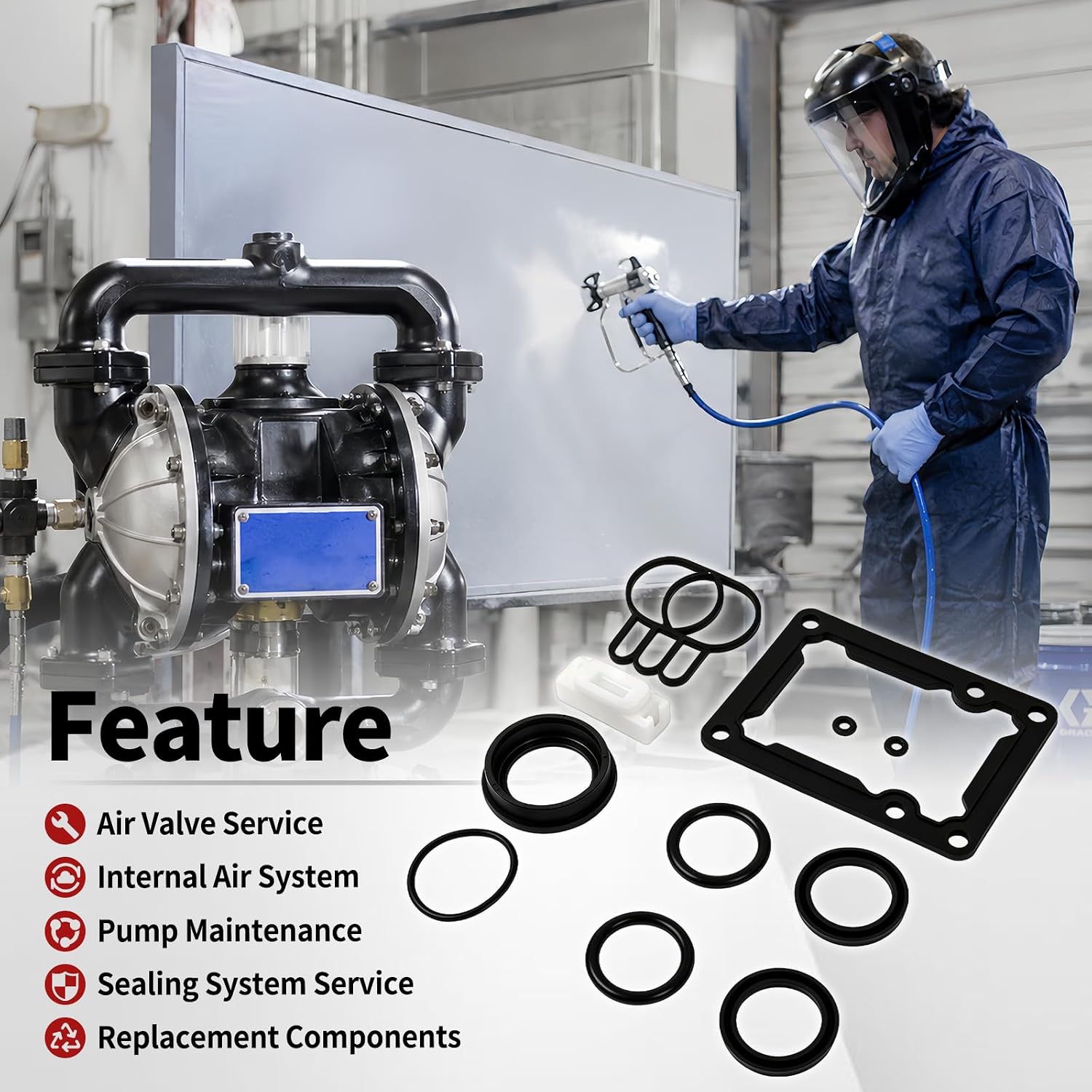 Air Motor Repair Kit Fit For Graco Husky 1040 1590 2150 AODD Diaphragm Pump Air Valve Service Kit Replace For 236273 236-273