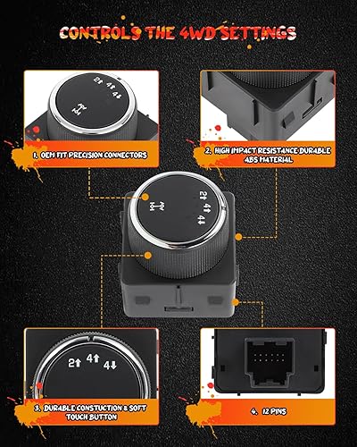 Miniatura 5 de CCIYU Interruptor selector de caja de transferencia compatible con Chevrolet Silverado 1500 2008-2013, para Chevrolet Silverado 2500 HD 3500 HD