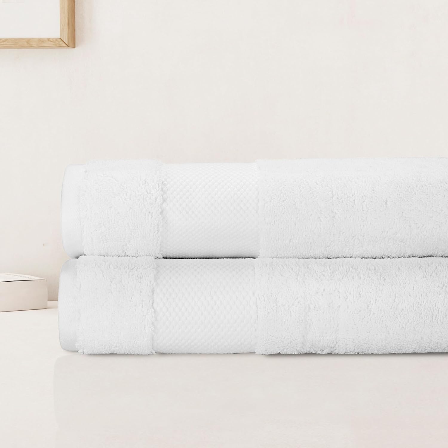 ((Only One Towel))BIOWEAVES 100% Organic Cotton Bath Sheet Set of 2 | Soft Oversized Bath Towels | 700 GSM Premium Bath Towel Sheet Set GOTS Certified - White Pack of 2 Bath Sheets White