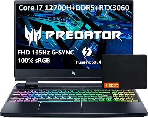Miniatura 1 de Acer Predator Helios 300 - Laptop para juegos de 156 pulgadas FHD IPS 165 Hz 12 Intel 14-Core i7-12700H - GeForce RTX 3060 RGB retroiluminado USB-C