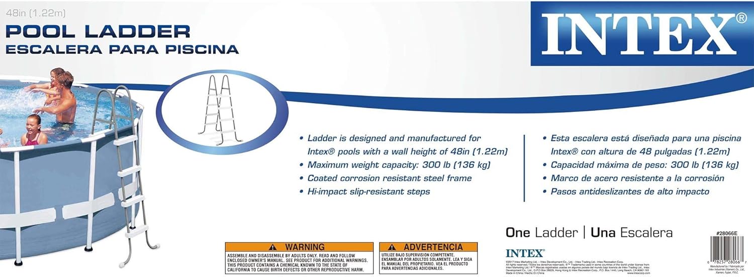 Intex Pool Ladder for 48 Inch Wall Pools & 15' Pool Debris Cover w/ Drain Holes