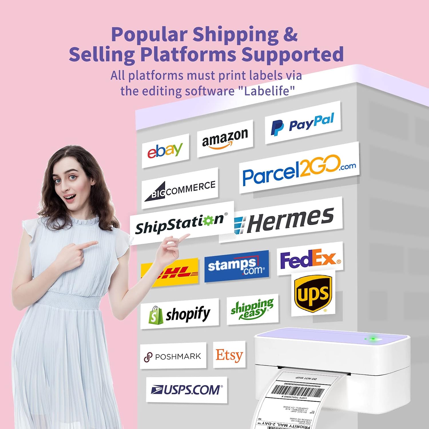 Bluetooth Shipping Label Printer 4X6-241BT Wireless Thermal Label Printer for Shipping Packages - Desktop Bluetooth Label Printer for Small Business, Compatible with iPhone, UPS, Shopify, Amazon