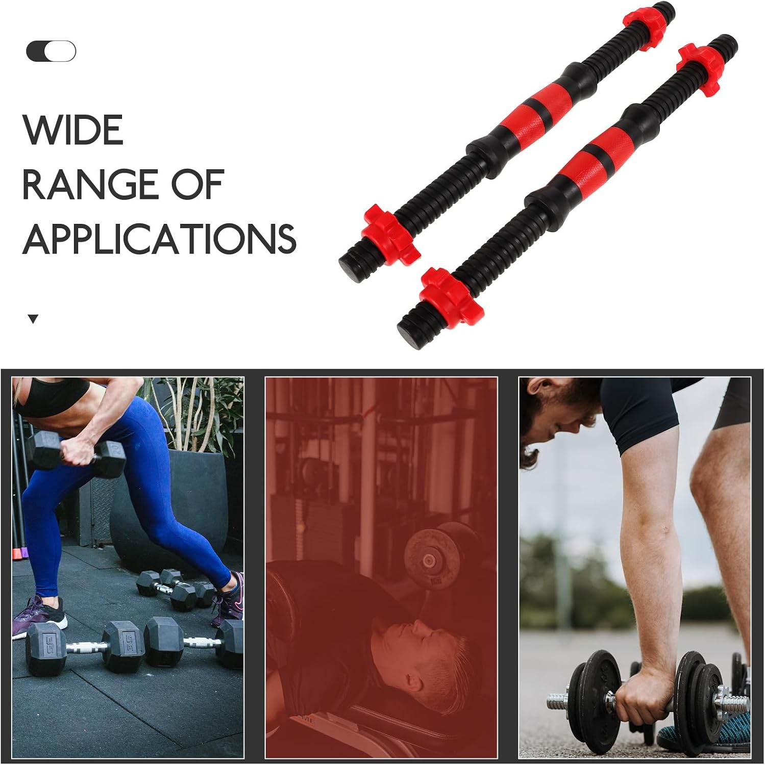 2Pcs 40Cm Dumbbell Bars with Spinlock Collar Weight Lifting Handles Set, Eco-Friendly Steel Dumbbell Handles with 4 Nuts for Men and Women Strength Training at Home Random Color