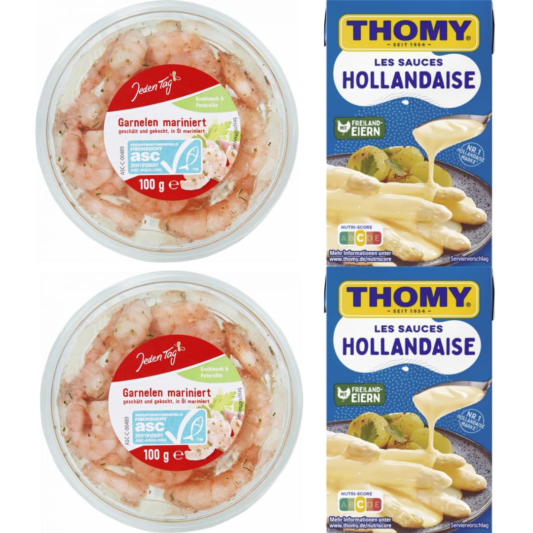 Mit Pufai Grocery, Jeden Tag Garnelen mariniert Knoblauch & Petersilie 100 Gramm x 2 Packungen +Thomy Les Sauces Hollandaise Soße 250 gramm x 2 STÜCK [ Frische garantiert]