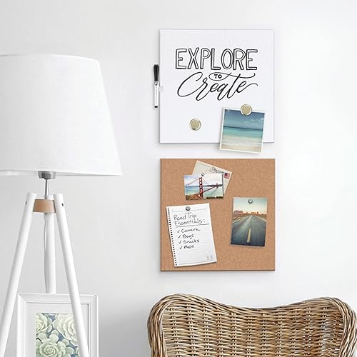 Miniatura 4 de U Brands Paquete económico de pizarra blanca y tablón de anuncios con calendario de un mes sin fecha, 14 x 14 pulgadas, 2 piezas