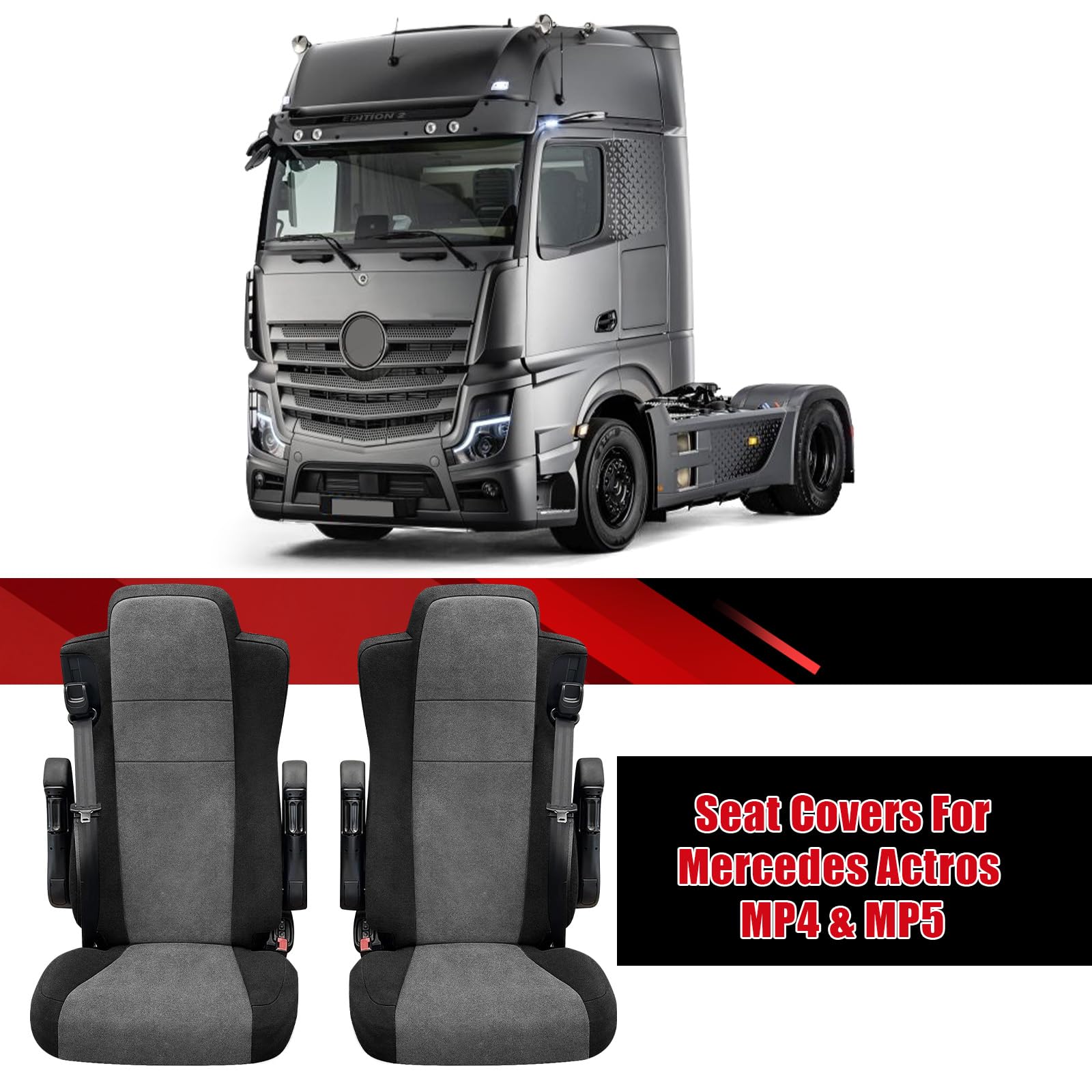 Sitzbezüge Auto für Mercedes ACTROS MP4 MP5, LKW Sitzbezüge | Autositzbezüge Auto-Sitzschoner Schonbezüge Sitzauflagen Sitzbezug Vorne