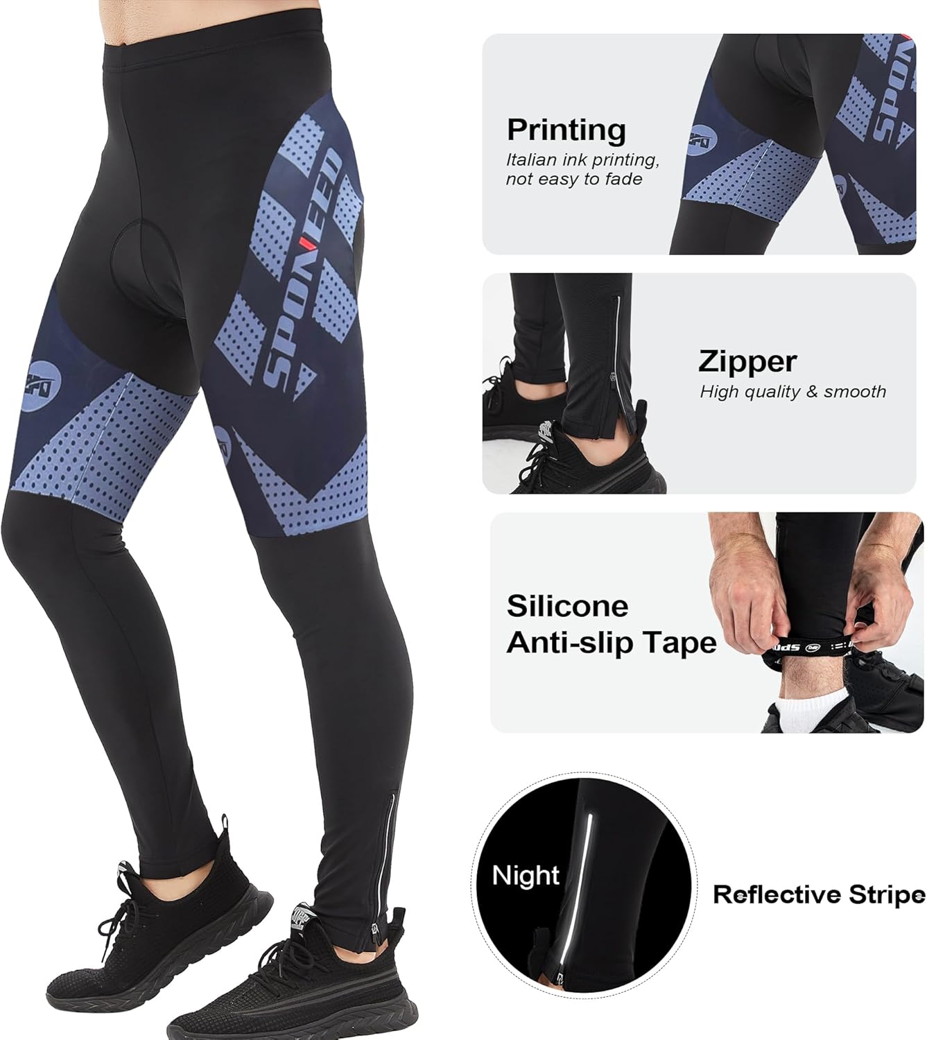sponeed Men's Bicycle Pants 4D Padded Road Cycling Tights Leggings Outdoor Cyclist Riding Bike Wear - Image 8