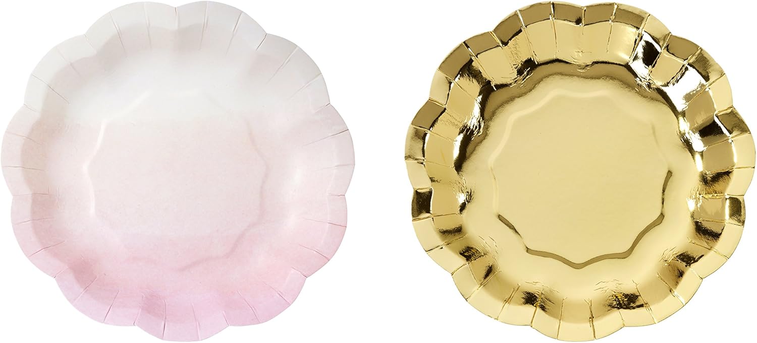 Talking Tables Pink And Gold Party Supplies | Pink Paper Plates | Great For Baby Shower, Girls Party, 1st Birthday And Birthday Celebrations | 12 Pack