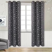 Vista 107 de BGment - Cortinas opacas para dormitorio infantil, con ojales, con aislamiento térmico, estampado de estrellas plateadas, para oscurecer
