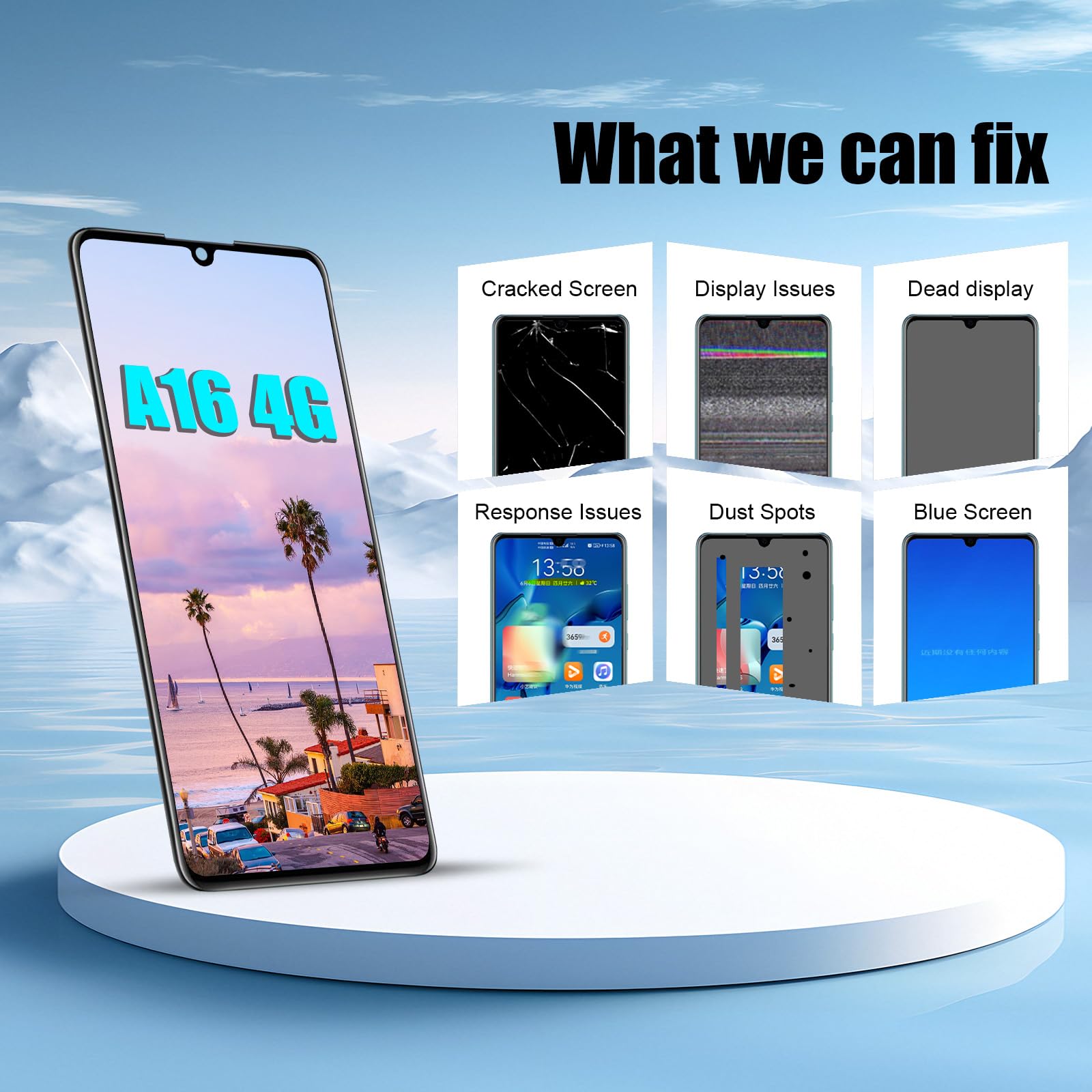 DTD Écran pour Samsung Galaxy A16 4G A165F/A165M LCD Remplacement d'Écran Numériseur Écran Tactile Monté Remplacement avec Outils (Noir avec Cadre)