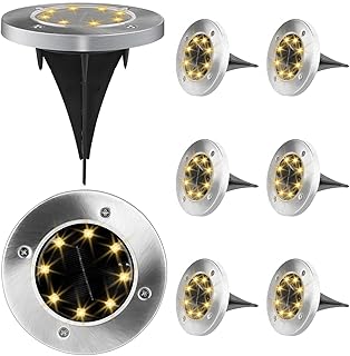 Lot de 8 Lampe Solaire Au Sol - Couleur chaude -8 LED Jardin Exterieur Solaire Etanche IP65 - Étanche - Lampe Solaire pour allée - Cour, allée - Pelouse - Lampe Solaire