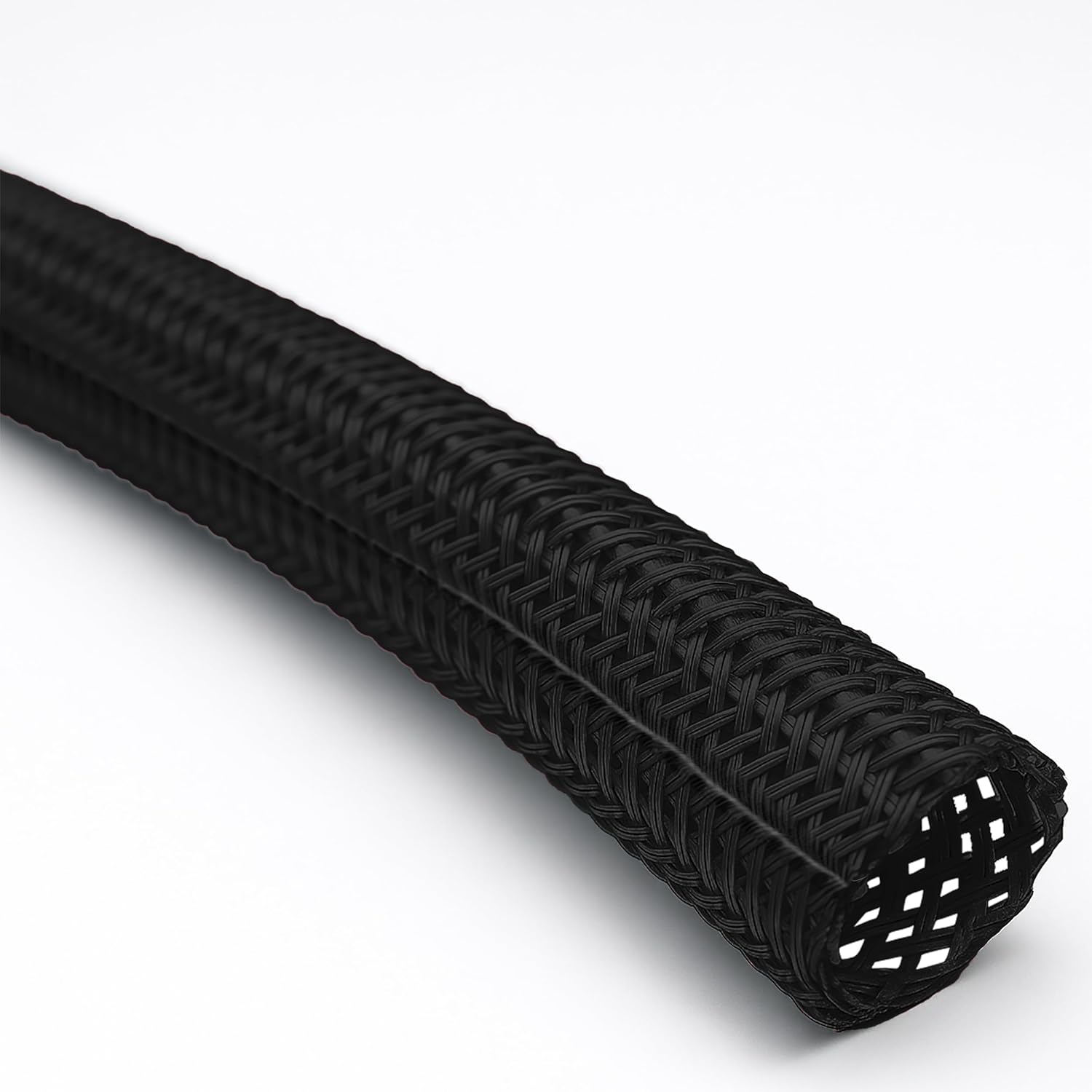 Electriduct 2" Hook Self Closing Sleeve Braid Wrap Around Sleeving Flame Retardant Flexible Mesh Cord Cover Cable Protector Wire Organizer - 50 Feet - Black