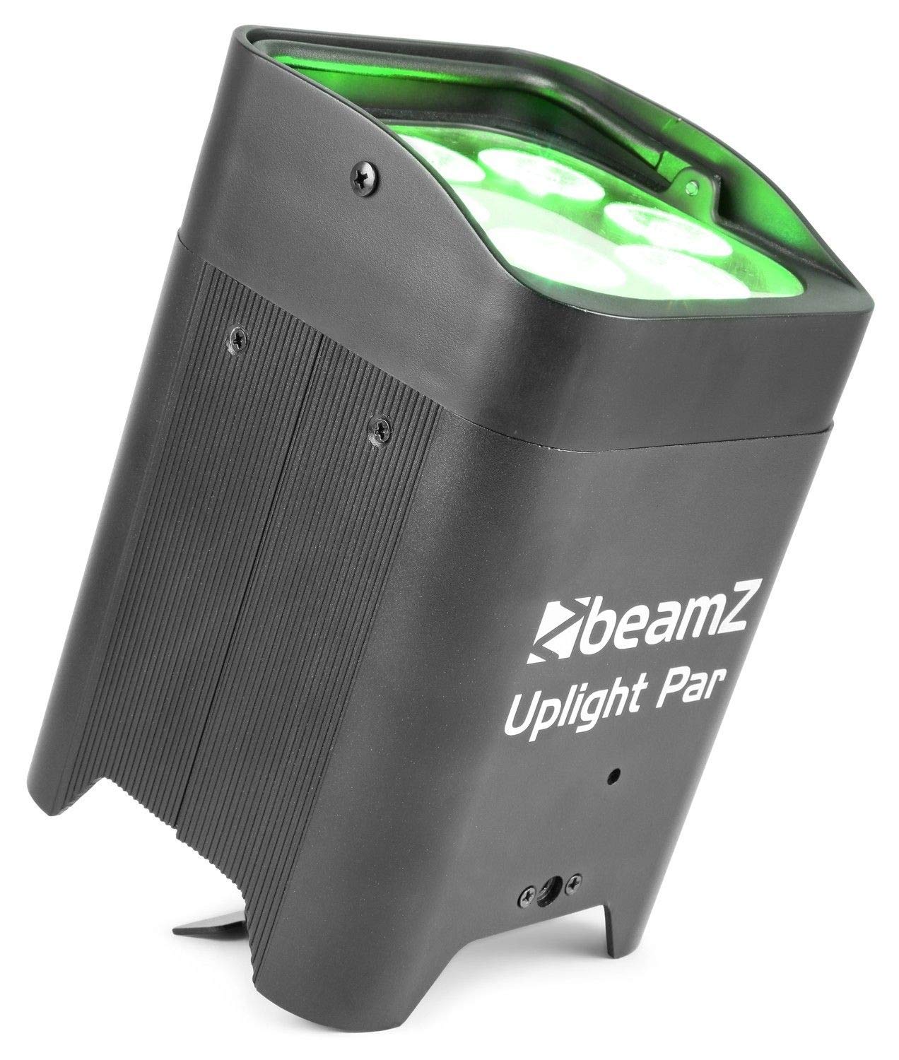 BeamZ BBP96 Uplight 4er Set Akku LED Strahler RGB AW-UV LED Par Spot. 6x12 Watt, Built-In WDMX-Receiver, 16h Akkubetrieb, 6,10 DMX Channels, 0-100% Dimmer, 7000LX, Eazy Link, LCD Display, Schwarz