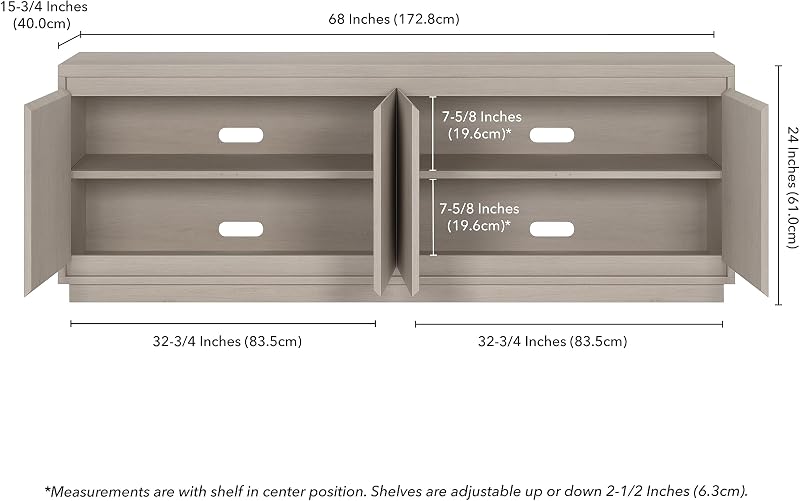 Henn&Hart 68" TV Stand for TVs up to 75", Beech White image 3