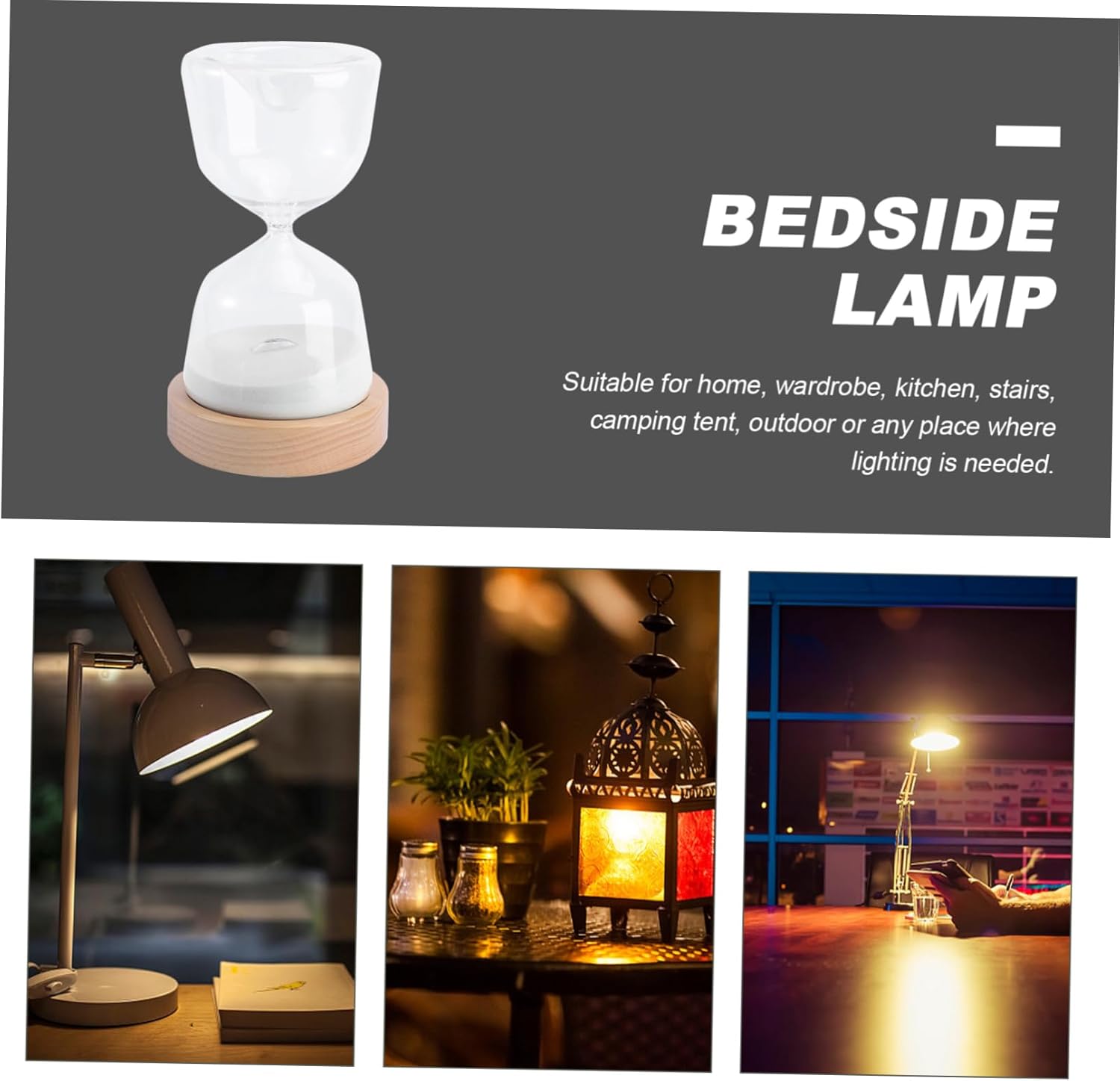 DOITOOL 1set Sand Clock Night Light USB Rechargeable Dimmable Desk Lamp for Timer Fun Decorative Light for Bedroom and Relaxation