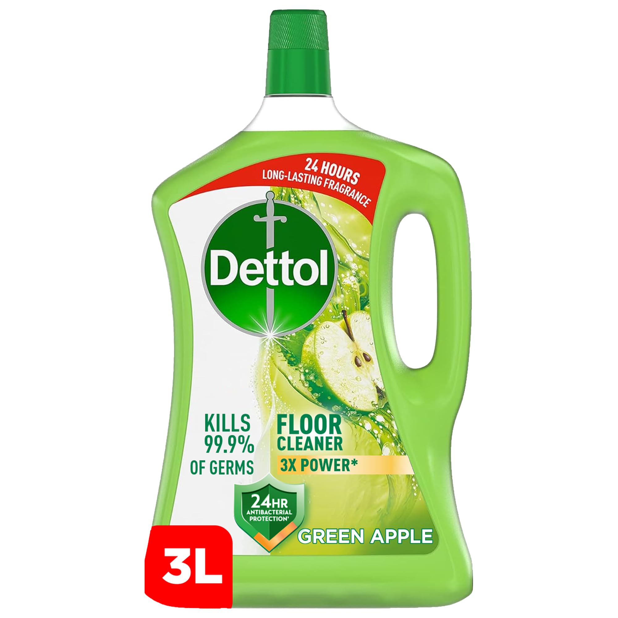 Antibacterial Power Floor Cleaner, Green Apple, 3L