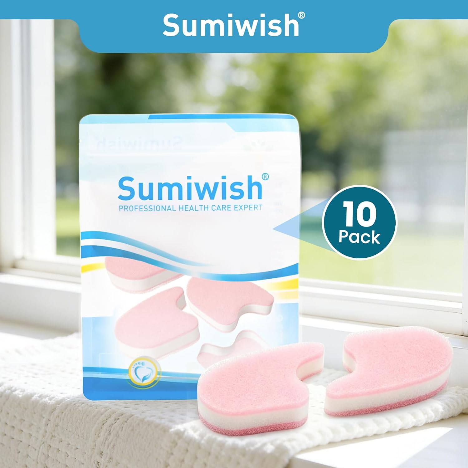 Sumiwish Foam Toe Separators, 10 Pack Breathable Toe Spacers, Reduce Friction and Relieve Corns Pain, Overlapping Toes Corrector - (Pink)