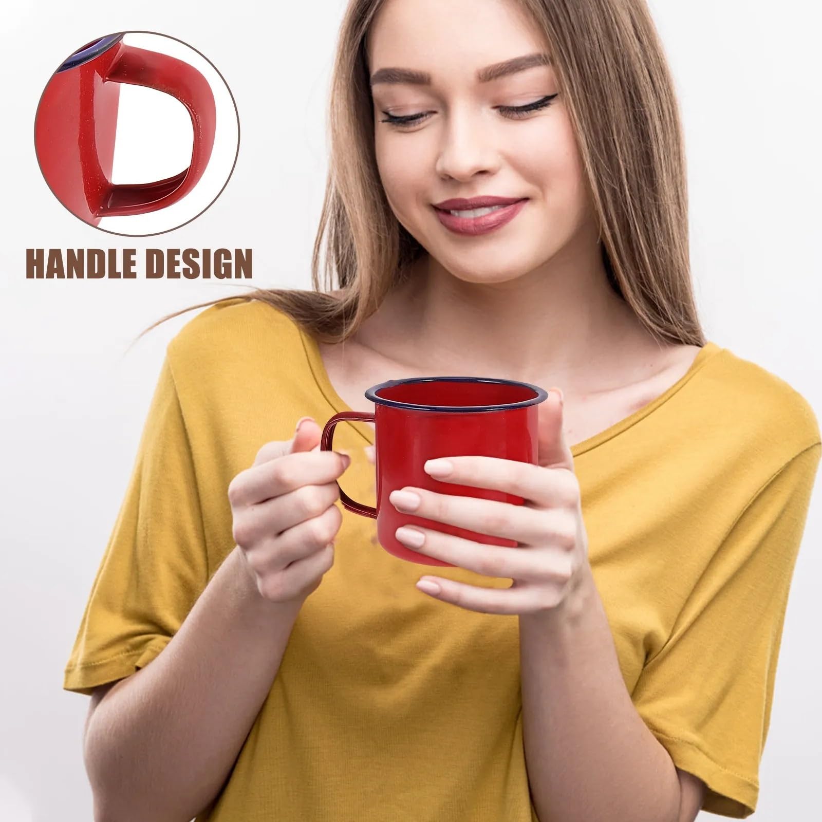 4-teiliges Emaille-Becher-Set, Schlichte, Elegante Trinkbecher | For Camping im Freien, Kaffee, Tee, Party, kleine Küche zu Hause, verwenden Sie Emaille-Becher