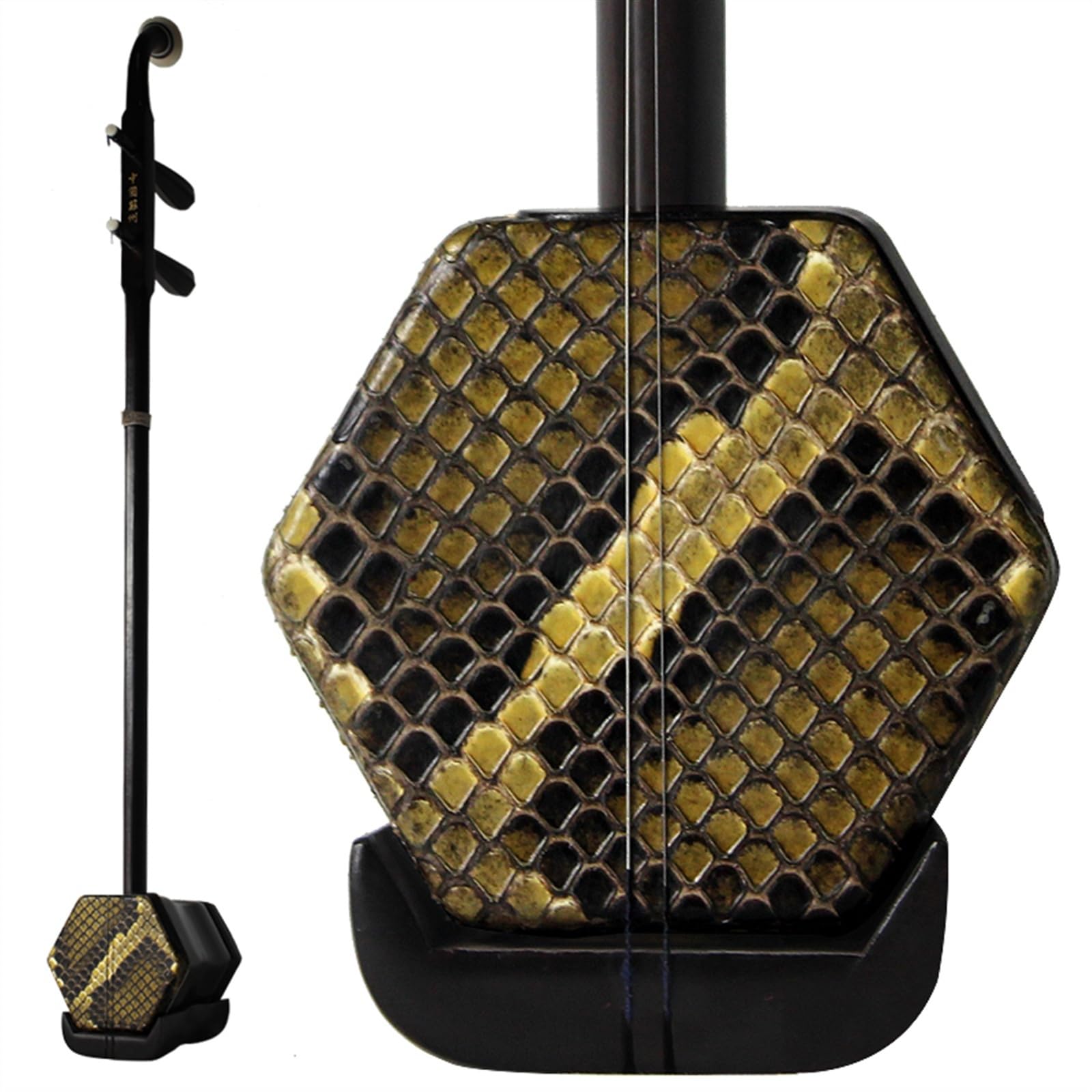 Tête Incurvée en Acajou, Instrument À Cordes National Chinois Erhu Hexagonal avec Accessoires Professionnel Erhu