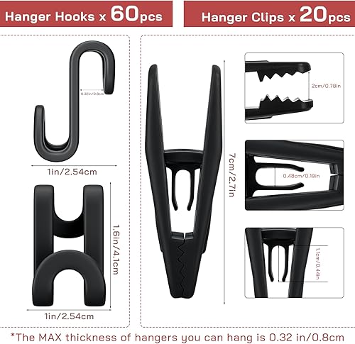 Miniatura 23 de Tinfol Ganchos de conector para colgar colgadores, 50 ganchos para ropa que ahorran espacio, clips extensores resistentes para perchas y Blanco