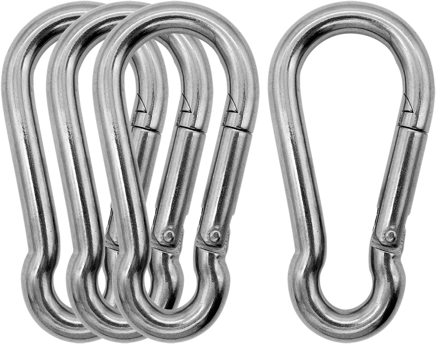 Marine Grade 316 Stainless Steel Carabiners Heavy Duty, Durable & Rust-Free Clips for Gym, Swing, Dog Leashes, Hammocks, Keychains, and More