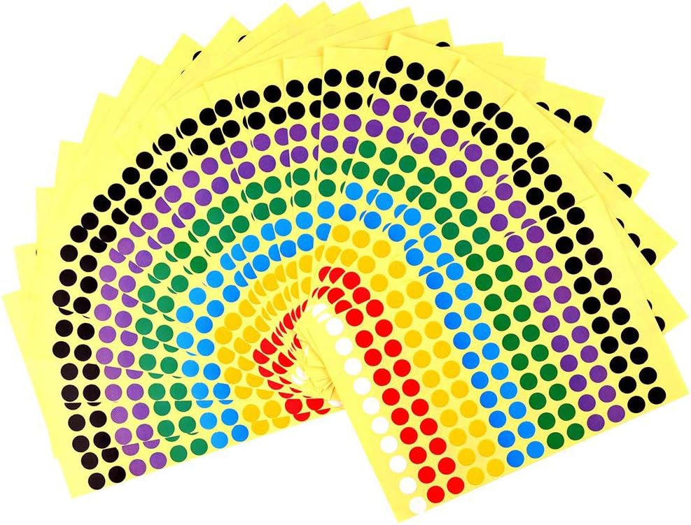 Bocotous 20 Sheets Self-Adhesive Color Sticky Labels Small Round Dot Stickers 8mm