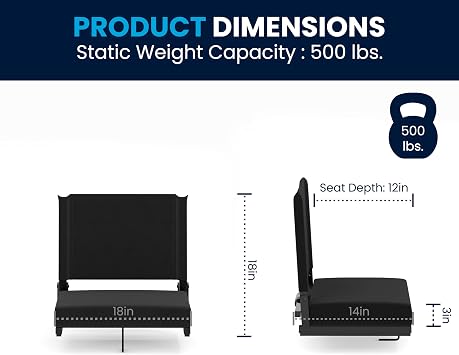 EMMA + OLIVER Lightweight Stadium Chair with Ultra-Padded Seat, 500 lb. Rated