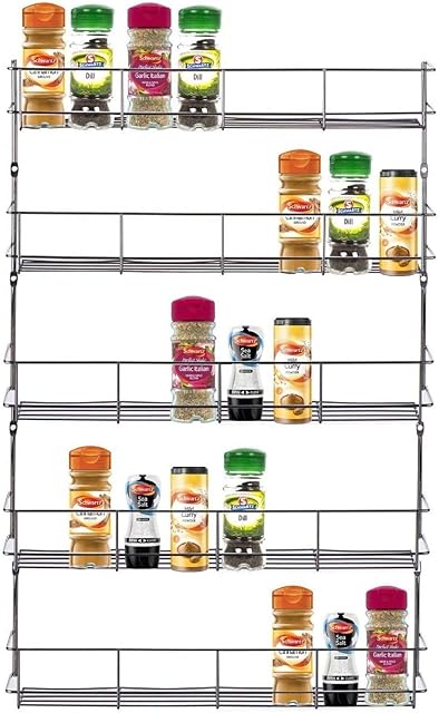 Top Home Solutions® 6 door mounted, 5 shelf chrome spice rack