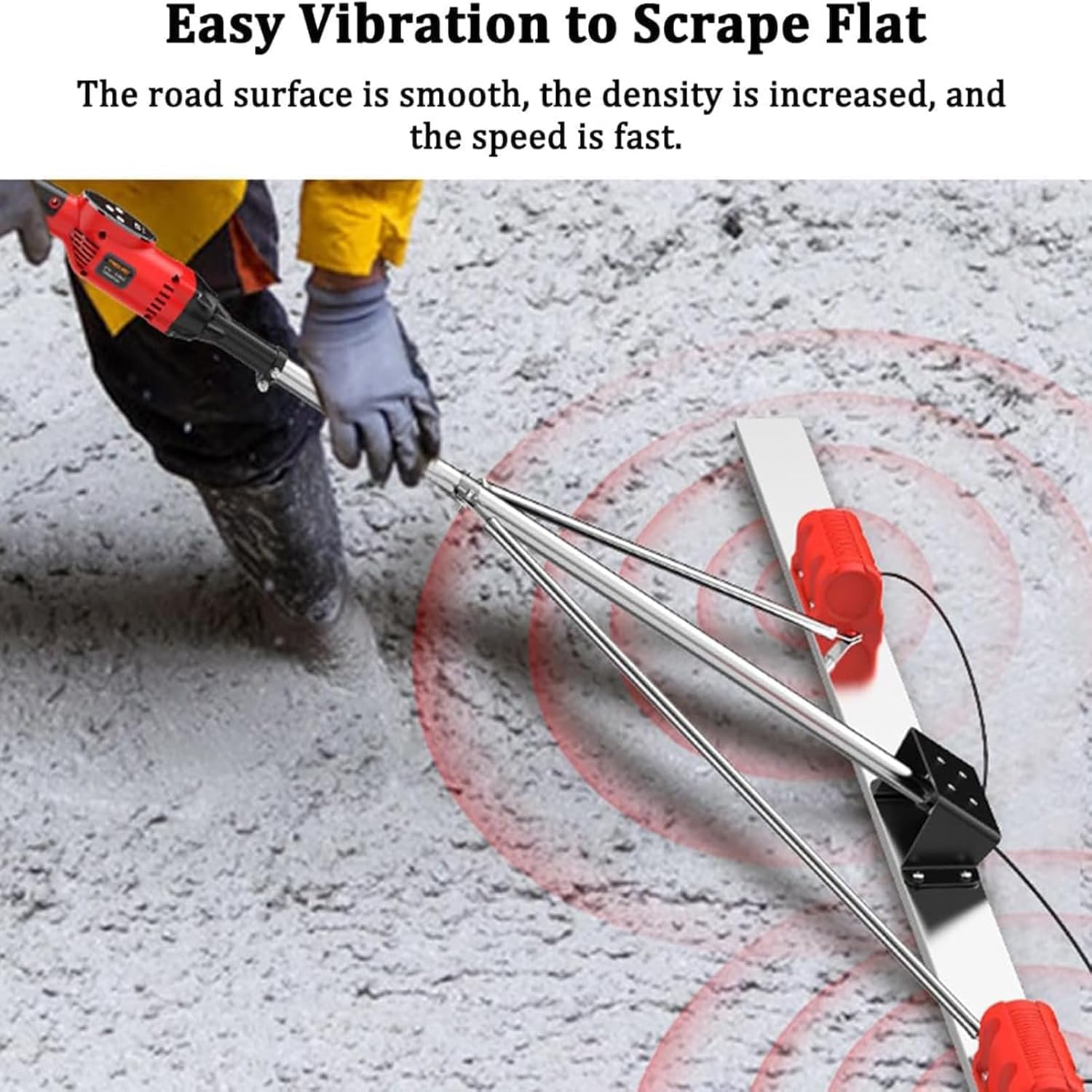 Electric Cordless Concrete Screed Vibratory Kit with Board,9-Level Vibration Frequency Adjustment Display for Fast & Efficient Concrete LevelingConcrete Vibrating Tool, (1.5m)