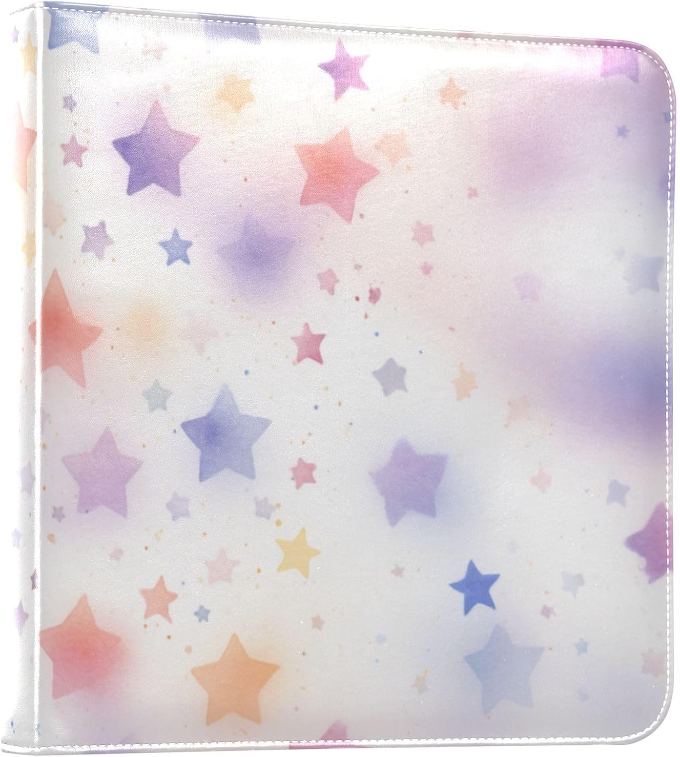 JIPONI Colorful Little Stars Large Photo Album, DIY Leather Cover Scrapbook Albums for 4x6 5x7 6x8 Pictures, Self Adhesive Memory Book for Wedding, Baby, Family