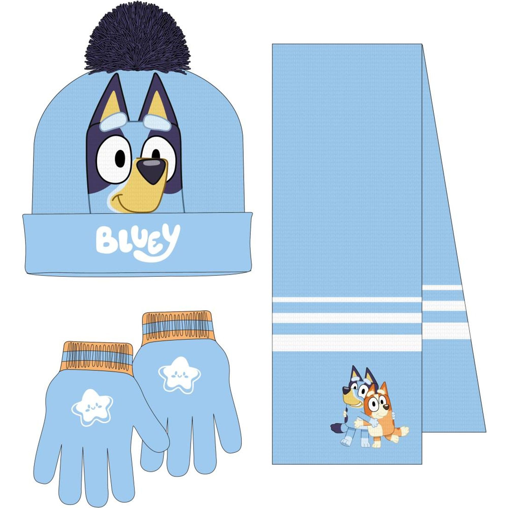CERDÁ LIFE'S LITTLE MOMENTS Bluey Winter Children's Hat, Gloves and Scarf Set, Ideal Cold 3 Pieces, Standard (Pack of 3) Unisex Children