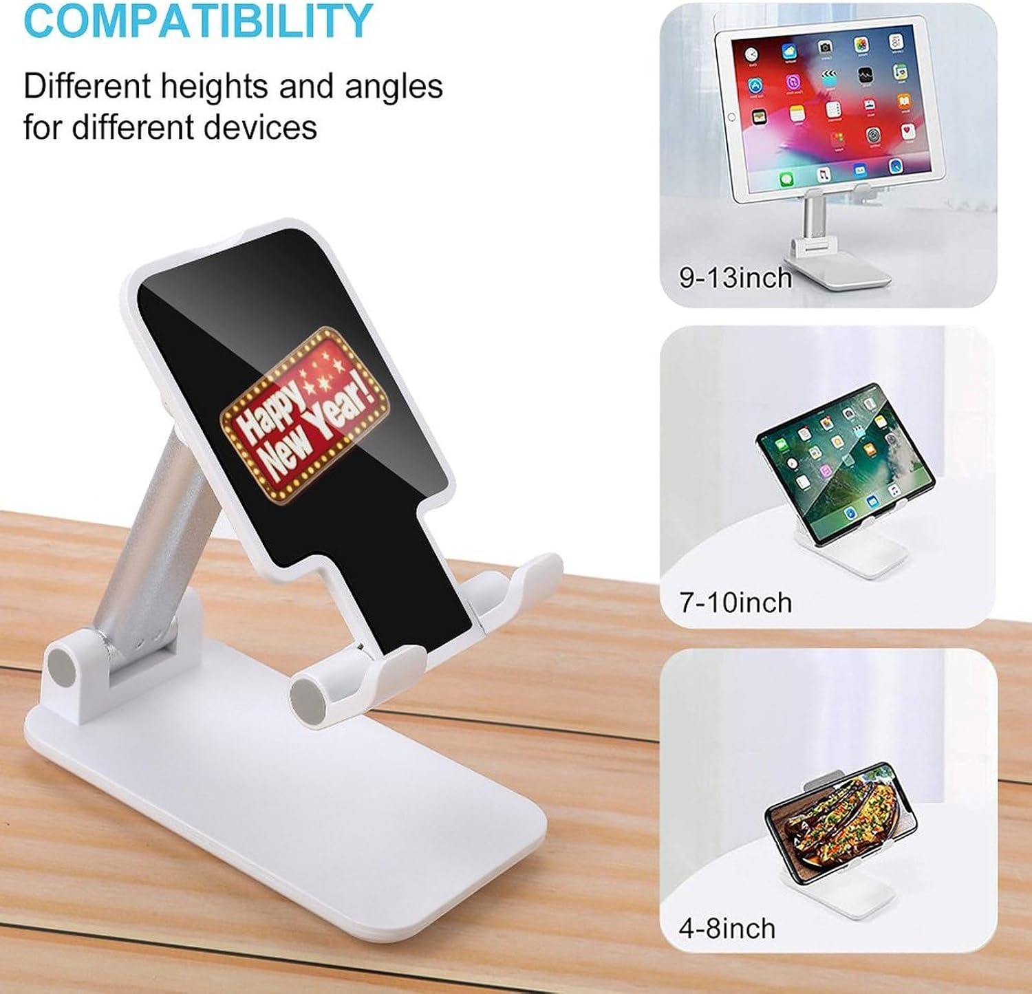Happy New Year Funny Folding Cell Phone Holder Adjustable Phone Stand for Desk Fit for Most Smartphones image 3