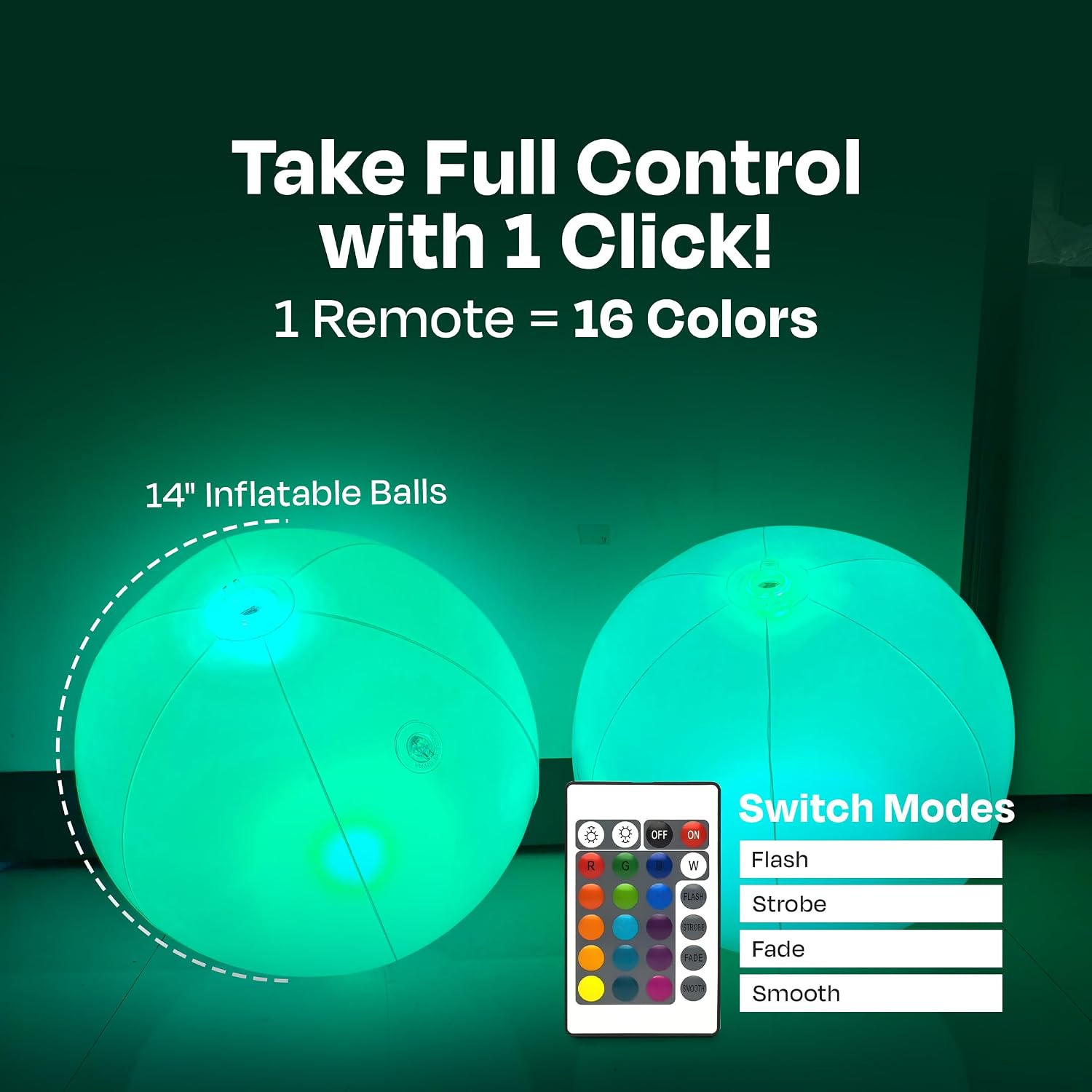 NAYUNA Adult Dual LED Beach Ball – (4 Pack) Glow in the Dark Balls for Pool & Beach – Light Up Beach Balls for Pool Party – Glowing Ball – Glow in the Dark Pool Beach Ball