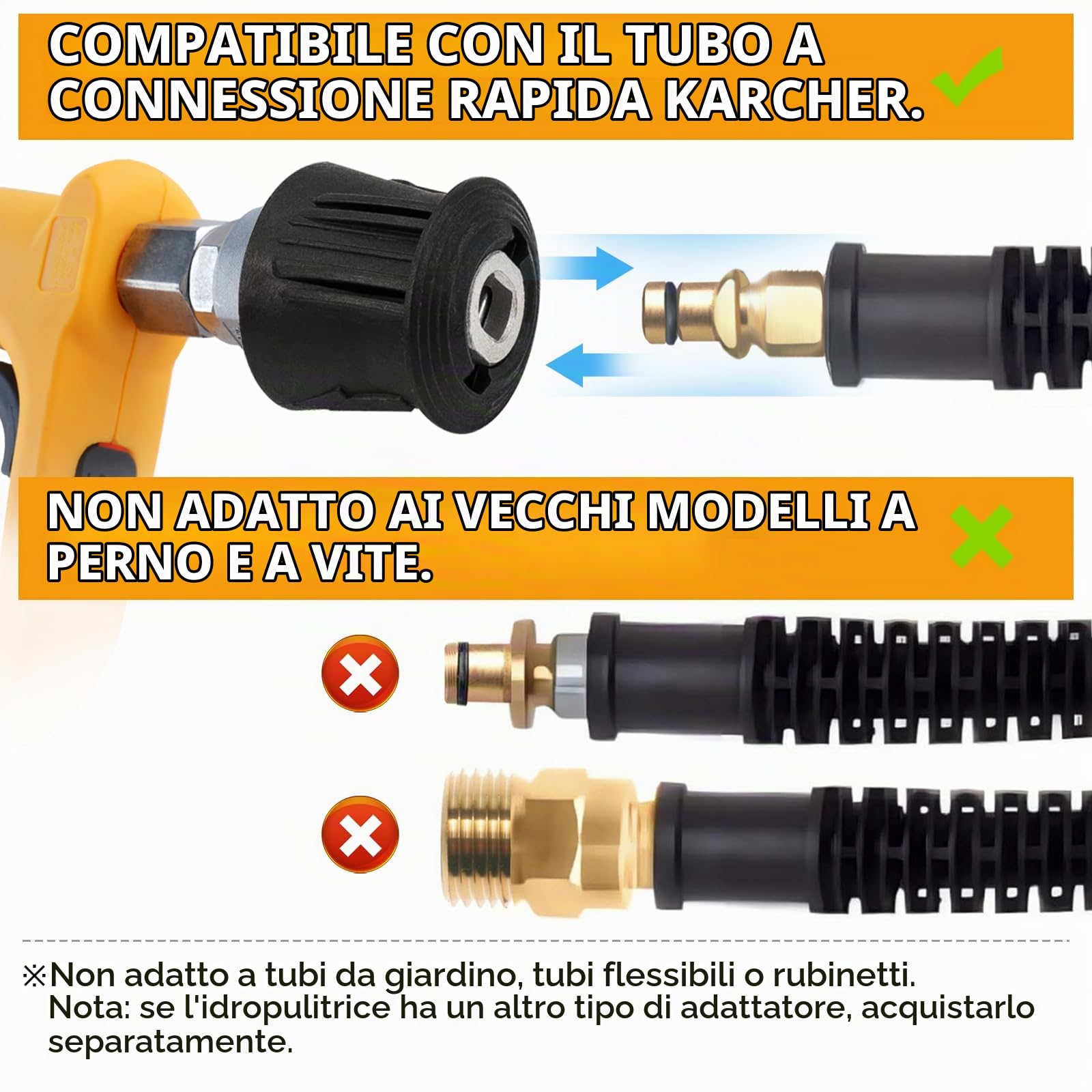 Pistola Per Idropulitrice Compatibile Con Kärcher K2-K7 | Con Cannone A Schiuma, Ideale Per Auto, Moto, Cortili E Mobili Da Giardino, Include 5 Ugelli Per Diversi Tipi Di Pulizia