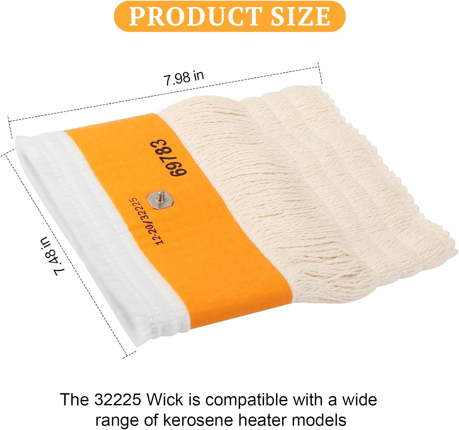 32225 Kerosene Heater Replacement Wick, Cotton & Fiberglass Heating Wick | Compatible with Kero World KW-24C, Dyna GLO CV-2300 & RMC-95C, Indoor Kerosene Heater Replacement Part