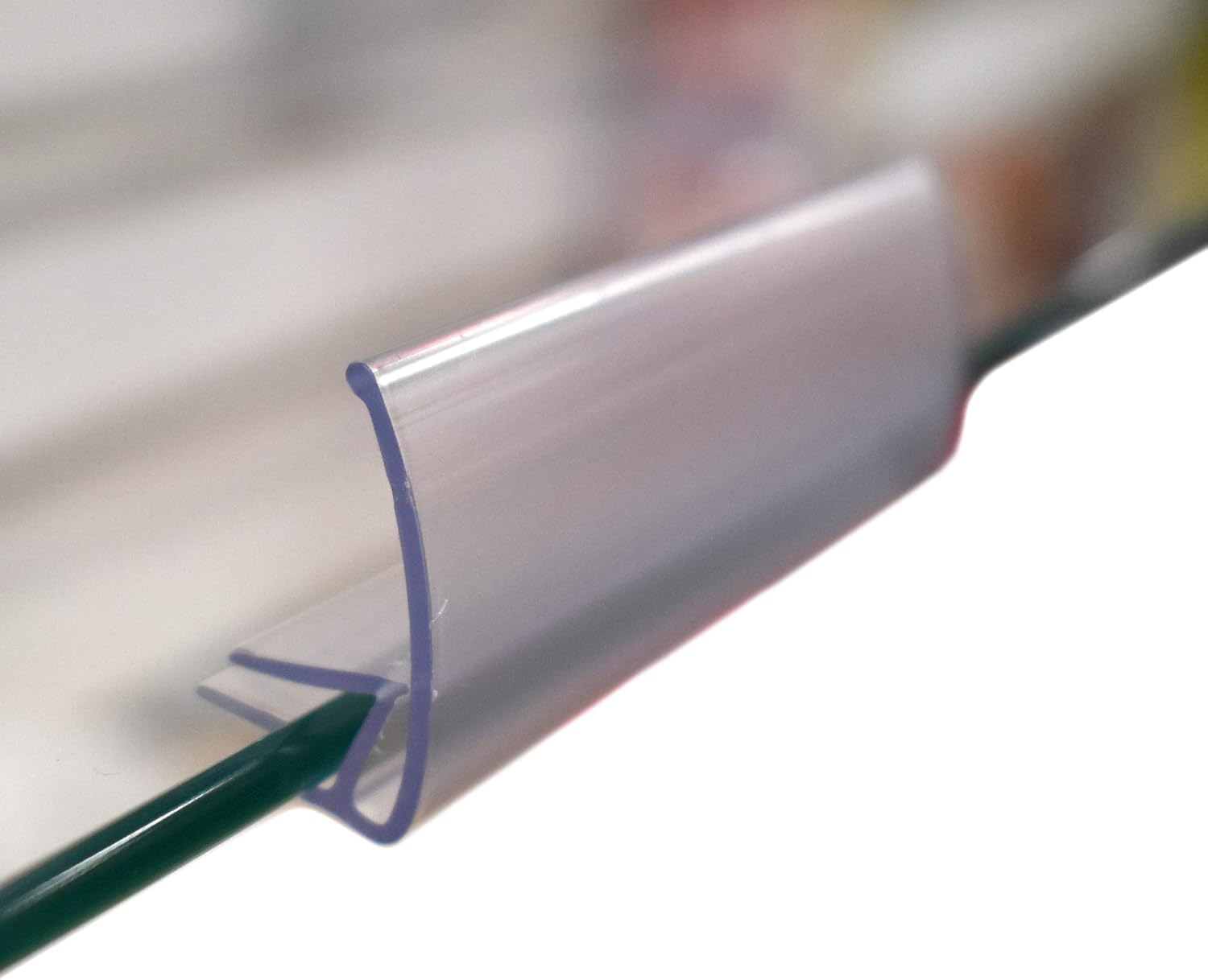 Glass Shelf Label Holder, Clear Sign Clip for Glass Shelving from 3/16" to 1/4" Thick, 2.9" L x 1" H, 50 Pack