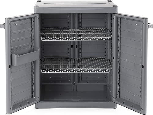 Miniatura 9 de Gracious Living 91048-ONLINE MaxIt - Armario de base resistente de alta calidad con 2 estantes de metal ajustables para almacenamiento de garaje,