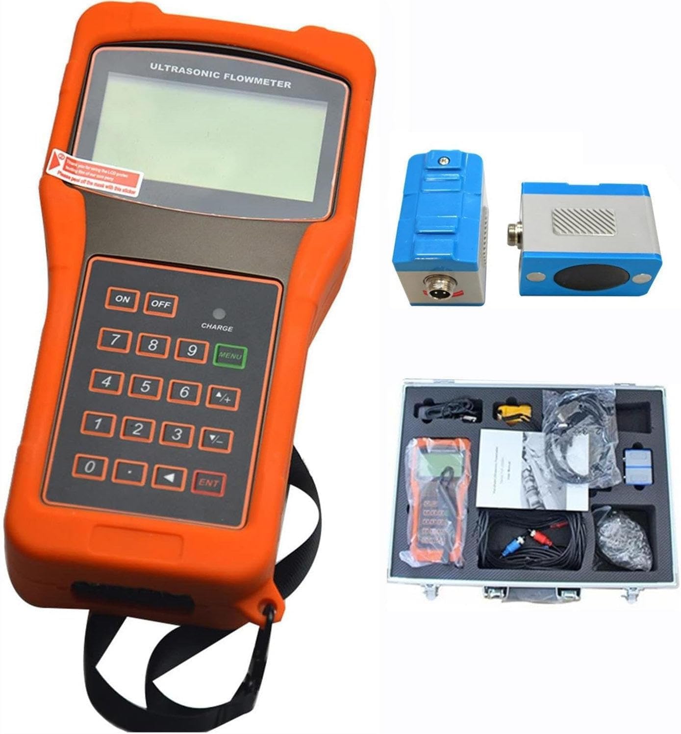 JIANGYUXINLI Clamp-On Ultrasonic Water Flowmeter, Handheld Digital Flow Meter, Non-Contact Liquid, TS-2/TM-1/TL-1 Probes For High & Low Temp, DN15-6000mm, 2000 Records, 12Hr Continuous, ±1% Precision